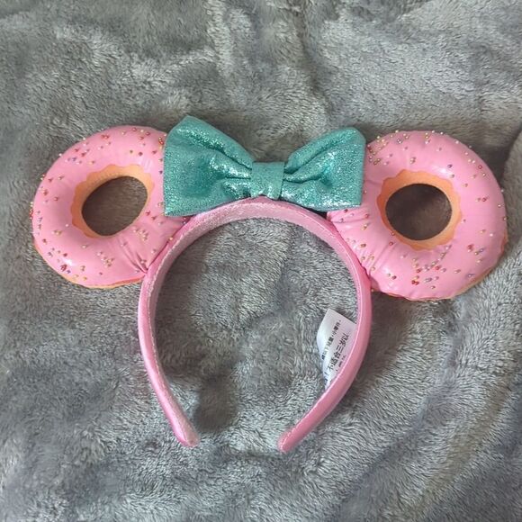 Disney Parks Minnie Mouse Pink Sprinkled Donut Ears Headband Blue Sequin… - Picture 1 of 6